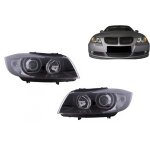 Phares led angel eyes pour bmw s�rie 3 e90 berline e91 touring 03. 2005 - 2011 noir