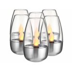 Photophores solaires - lunartec - luna - 6 pi�ces - led effet flamme - verre �l�gant