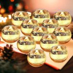 Photophores verre mercure 12 pi�ces 6. 6x5. 5cm or bougeoir votif d�coration table mariage f�te brillant ...