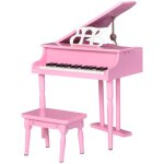 Piano  queue enfant en bois homcom - 30 touches - tabouret et pupitre inclus - mdf rose