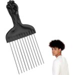 Pic - peigne d�m�lant afro pour boucles et perruques tress�es - outil coiffure en m�tal / plastique 15x8 ...