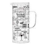Pichet 2l en verre transparent gradu avec 6 recettes de cocktails intgres