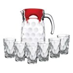 Pichet � anse avec 6 verres broc en verre carafe avec couvercle et bec