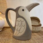 Pichet carafe ou vase oiseau en gr�s beige