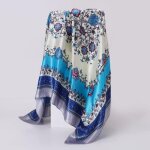 Bleu - grand foulard carr en satin de soie imitation populaire europen et amricaincharpe femme imprime ...