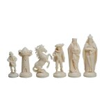 Pices dchecs stylises au moyen ge crme et noir (roi 98 mm)