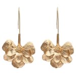 Pi�ces (or et argent) boucles doreilles pendantes �l�gantes en forme de fleur dor�e - bijoux de fleurs ...
