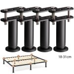 Pieds de lit - pour sommier � lattes sans per�age - lot de 4 - noir - hauteur:18 - 31 cm - reglable - ...
