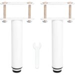 Pied de lit universel pour sommier  lattes sans perage hauteur: 18cm( + 15cm) reglable blanc metallique ...