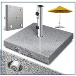 Pied de parasol - granit - 30kg - tube inox - résistant aux intempéries - transport facile Pied de parasol - granit - 30kg - tube inox - résistant aux intempéries - transport facile