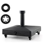 Pied de parasol - relax4life - 4 roues universelles et 2 freins - base de parasol remplie 16kg eau ou ...