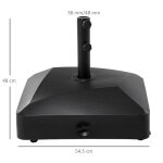 Pied de parasol avec roulettes pour tiges de �38 / 48mm 43kg deau ou 60kg de sable pied m�tallique stable ...