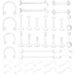 Piercings bioflex - 1 ensemble 14 / 16g clair - convient pour tragus nez cartilage l�vre langue