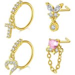 Piercing nez - neo legend arcade custom - acier chirurgical - coeur fleur papillon - dor�