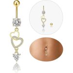 Piercing nombril acier chirurgical (or / argent inoxydable femme ? 2 c?urs - or 2 - c?ur design or classique) ...