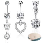 Piercings de nombril - einnenffer - lot de 3 - acier chirurgical - 10 mm - forme de c?ur Piercings de nombril - einnenffer - lot de 3 - acier chirurgical - 10 mm - forme de c?ur
