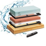 Pierre  aiguiser - non spcifi - double face 400 / 1000 3000 / 8000 - base en bambou antidrapante ...