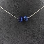 Pierres et minraux. collier 2 perles oeil de tigre bleu 8 mm. chaine en acier inoxydable collier femmes ...