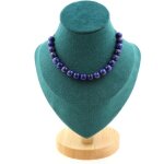 Pierres et minraux. collier 20 perles lapis lazuli 8 mm. chaine en acier inoxydable collier femmes hommes. ...