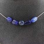 Pierres et minraux. collier 5 perles lapis lazuli du pakistan. chaine en acier inoxydable collier femmes ...
