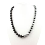 Pierres et minraux. collier perles agate noire + hmatite 8 mm. chaine en acier collier femmes hommes. ...