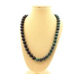 Pierres et minraux. collier perles malachite du congo qualit 7a + agate noire 8 mm. collier femmes ...