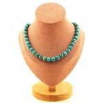 Pierres et min�raux. collier perles turquoise dafrique du sud 8 mm chaine en acier collier femmes hommes. ...