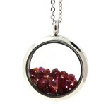 Pierres et minraux. collier rubis brut. modle mdaillon 20 mm. couleur argent.
