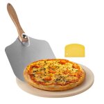 Pierre � pizza ronde en cordi�rite - vevor - 381 cm - avec pelle en aluminium et grattoir pp - �paisseur ...