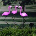 Pieu de jardin solaire � led flamant rose 3 pcs label