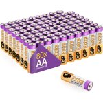 Piles aa - lot de 80 gp extra piles aa alcalines 15v / lr06 stylus aa - longue dure de vie