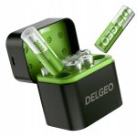 Piles lithium aa 8 pices avec chargeur rapide 25h 15v 3600mwh delgeo