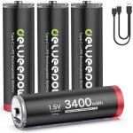 Pile rechargeable aa 15v lithium 3400mwh de haute capacitpile aa rechargeable usb c 4 piles 1500 cycle ...