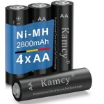 Piles rechargeables aa - lot de 4 piles batteries aa lr6 rechargeables 12v nimh 2800 mah - pr - charges ...