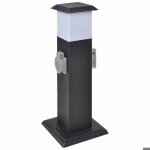 Pilier avec lampe pour jardin - vidaxl - noir - 2 prises - 220 - 240 v - ip 44 - 155x155x405 cm - douille ...