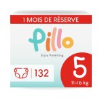 Pillo couche taille 5 - lot de 132 couches 4 paquets de 33 couches b�b� taille 5 - junior (11 - 16 kg) ...