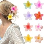 Pinces � cheveux en forme de fleur hawa�enne 8 couleurs antid�rapantes grandes pinces � cheveux pour ...