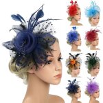 Pince  cheveux en plumes et fleurs pour femme chapeau bibi bandeau pour fte de th mariage cocktail ...