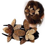 Pince  cheveux strass  double fleur en cristal accessoire de coiffure pour femmes et filles barrettes ...