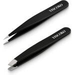 Pinces � �piler pour sourcils professionnelles - acier inoxydable noir (2 pi�ces) - pour femmes