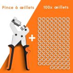 Pince perforatrice � ?illets professionnelle - effort minimal - pince perforeuse avec 100 ?illets (� ...