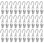 Pinces rideaux en acier inoxydable avec crochets argent label