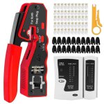 Pince  sertir cosse lectrique rj45 ? kit outils rseau avec testeur de cble ethernet cat5 cat6
