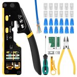 Pince à sertir rj45 kit de sertissage avec testeur de câble réseau 50 fiches cat6 50 bottes pour fiches ... Pince à sertir rj45 kit de sertissage avec testeur de câble réseau 50 fiches cat6 50 bottes pour fiches ...