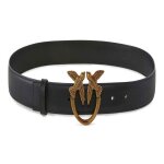 Pinko ceinture noir en cuir pour femme - love berry h3 belt black - antique gold 296348