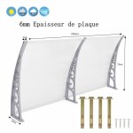 Pipipoxer auvent de porte aluminium - 240x80x23 cm - marquise porte terrasse toit - transparent