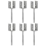 Piquets de clture - vidaxl - 6 pcs - acier galvanis - 7x6x30 cm - couleur argent