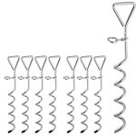 Piquet kit ancrage spirale lot de 8 forme tire - bouchon tente trampoline acier chien 42 cm argent�