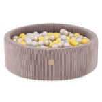 Piscine � balles pour b�b� enfants pour la chambre misioo ronde velours c�tel� beige 90x30 cm 200 balles: ...