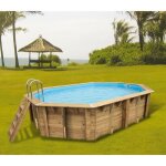 Ubbink piscine bois oc�a 355x550 h120cm - liner bleu - hors sol semi enterr�e ou enterr�e - garantie ...